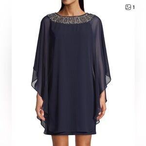 Brand New Xscape Women's Short Ity with Chiffon Bead Overlay